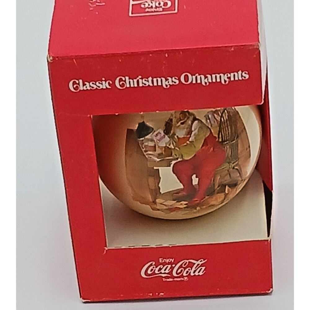 Coca Cola Classic Christmas Ornament Vintage 1978 Santa Glass In Original Box